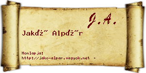 Jakó Alpár névjegykártya